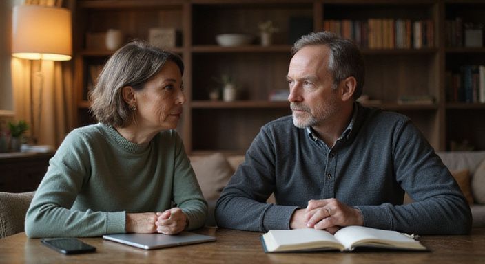 Een man en vrouw delen een moment van authentieke connectie.