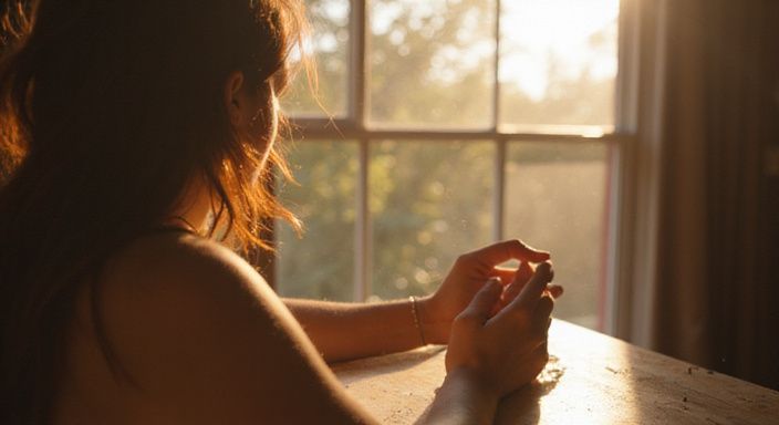 Een intieme, authentieke dagelijkse momentopname met zichtbare imperfecties.