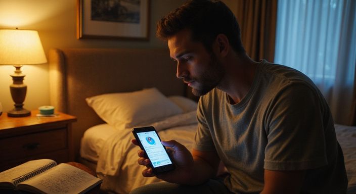 Een jonge persoon zit pensief op de rand van een bed. Een jonge persoon zit pensief op de rand van een bed.