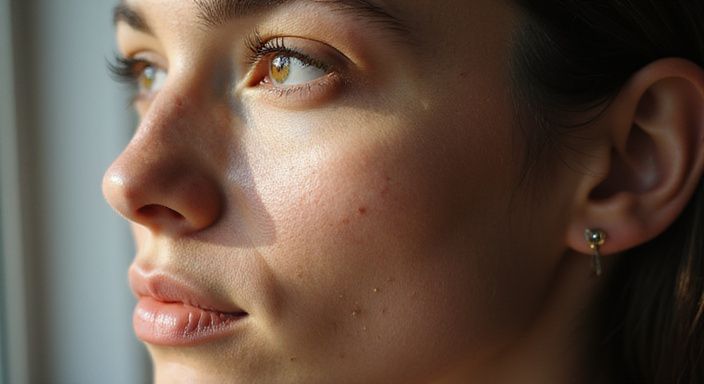 Close-up van een individu met natuurlijke huidtextuur en authentieke emoties. Oudere vrouwen sexdating